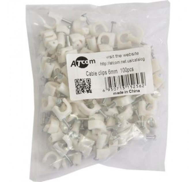 Atcom Скоба Atcom для крепления кабеля 6мм 100шт (15256)