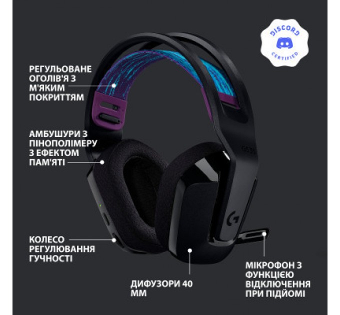 Logitech Навушники Logitech G535 Lightspeed Wireless Gaming Headset Black (981-000972)