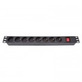 Eserver Силовий блок Eserver 19" 8 розеток, выкл., алюм. корпус PDU 220В, 16А (WT-2261A-GER-8WAY-WO)