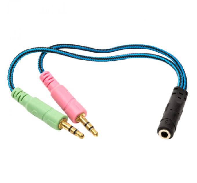 PowerPlant Перехідник 3.5mм 4pin (F) to 2x3.5mм 3pin (M), 0.22m PowerPlant (CA913084)