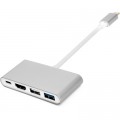 PowerPlant Перехідник Type-C (M) to 4*USB 2.0/3.0, HDMI, Type-C (F) PowerPlant (CA911707)