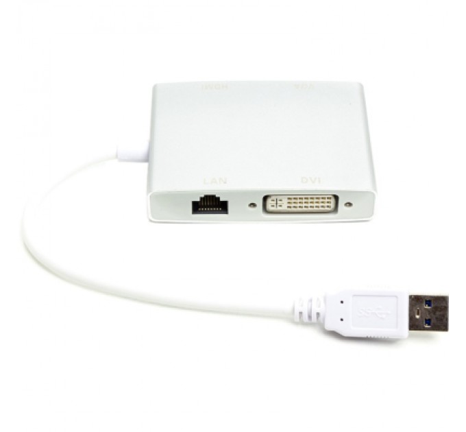 PowerPlant Перехідник USB 3.0 to HDMI, DVI, VGA, RJ45 Gigabit Ethernet PowerPlant (CA912087)