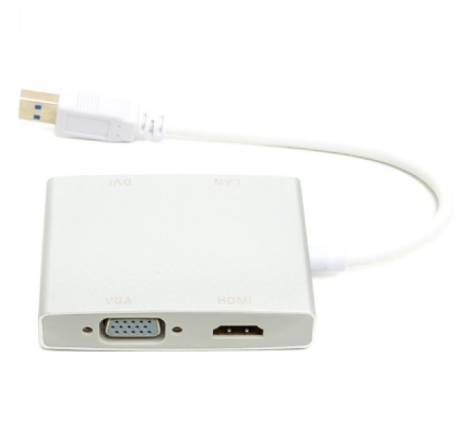 PowerPlant Перехідник USB 3.0 to HDMI, DVI, VGA, RJ45 Gigabit Ethernet PowerPlant (CA912087)
