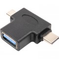PowerPlant Перехідник USB 3.0 Type-C, microUSB (M) to USB 3.0 OTG AF PowerPlant (CA913121)