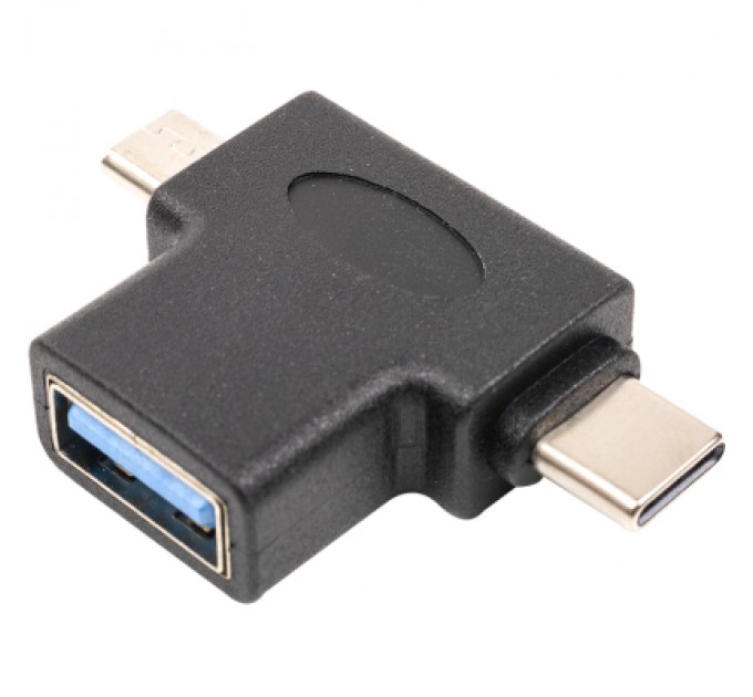 PowerPlant Перехідник USB 3.0 Type-C, microUSB (M) to USB 3.0 OTG AF PowerPlant (CA913121)
