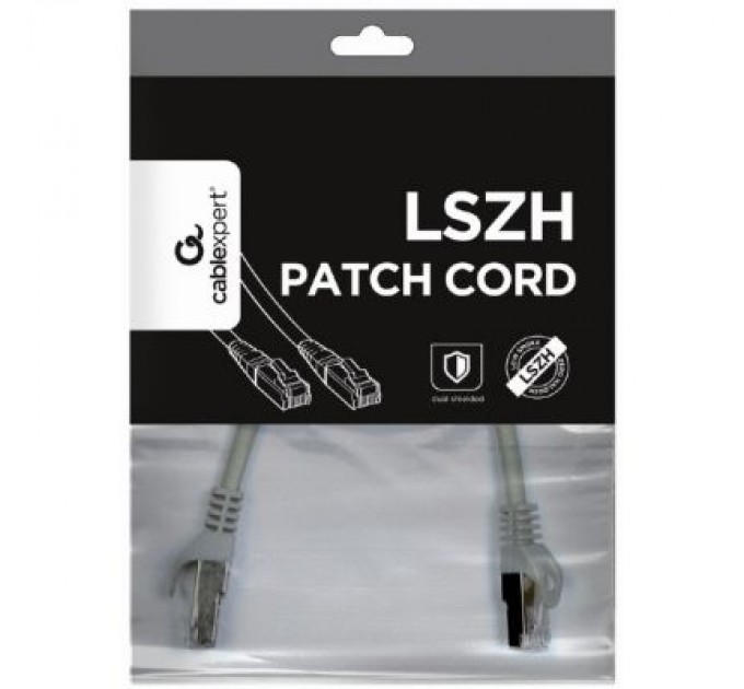 Cablexpert Патч-корд 0.5м S/FTP Cat 6A CU LSZH grey Cablexpert (PP6A-LSZHCU-0.5M)