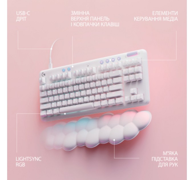 Logitech Клавіатура Logitech G713 Aurora Gaming GX Red USB UA Off-White (920-010678)