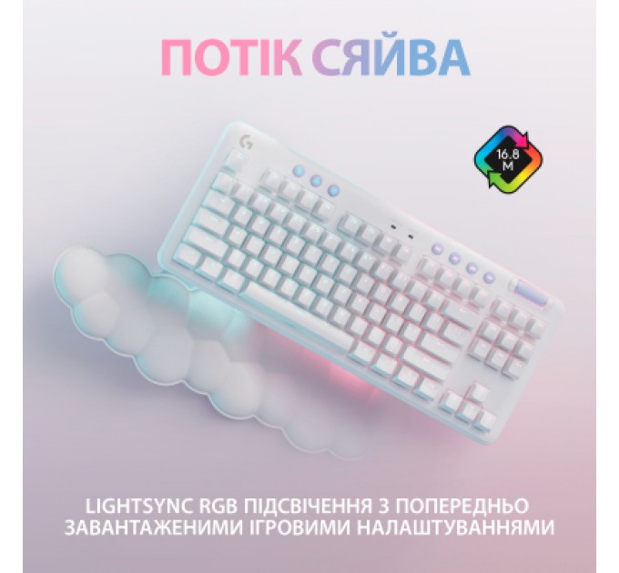 Logitech Клавіатура Logitech G715 Aurora Wireless Gaming GX Brown Lightspeed/Bluetooth UA Off-White (920-010465)
