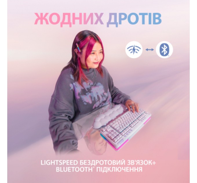 Logitech Клавіатура Logitech G715 Aurora Wireless Gaming GX Red Lightspeed/Bluetooth UA Off-White (920-010692)