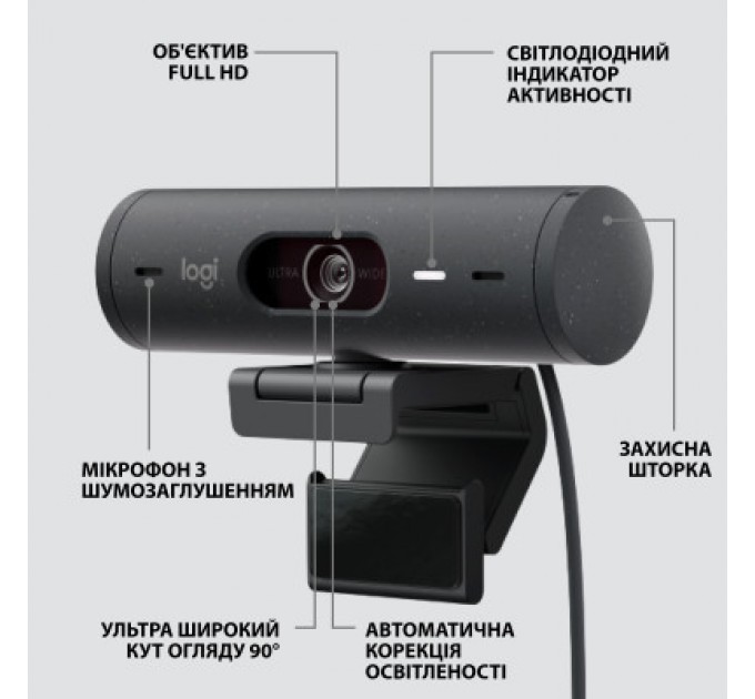 Logitech Веб-камера Logitech Brio 500 Graphite (960-001422)