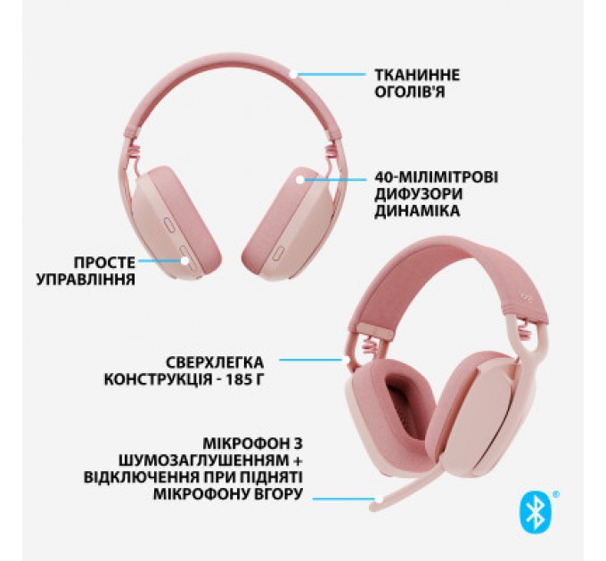 Logitech Навушники Logitech Zone Vibe 100 Wireless Rose (981-001224)