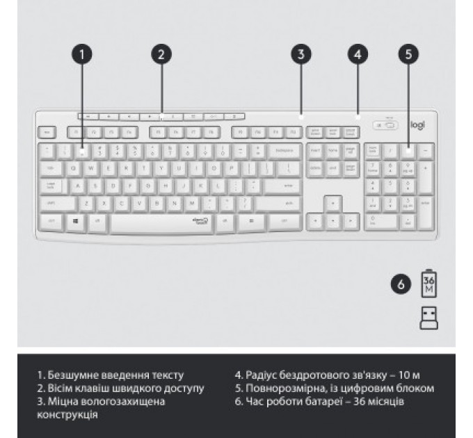 Logitech Комплект Logitech MK295 Silent UA Off-White (920-009824)