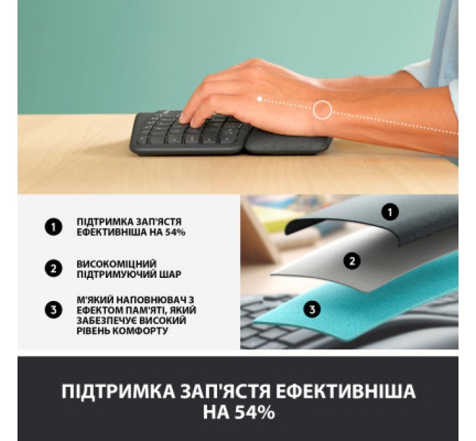 Logitech Клавіатура Logitech ERGO K860 Bluetooth/Wireless UA Black (920-010108)