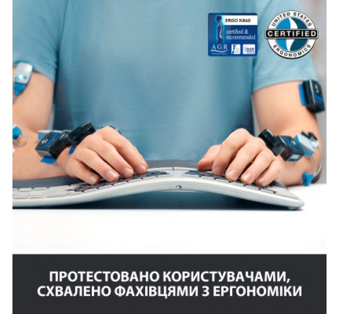 Logitech Клавіатура Logitech ERGO K860 Bluetooth/Wireless UA Black (920-010108)