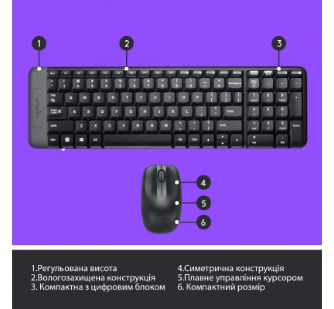 Logitech Комплект Logitech MK220 Wireless UA Black (920-003168)