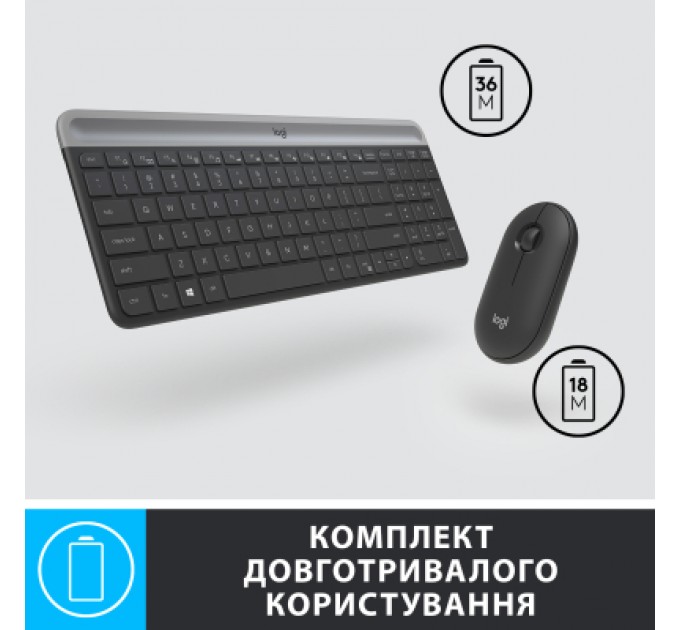 Logitech Комплект Logitech MK470 Slim Wireless UA Graphite (920-009204)