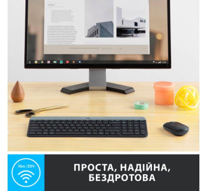Logitech Комплект Logitech MK470 Slim Wireless UA Graphite (920-009204)