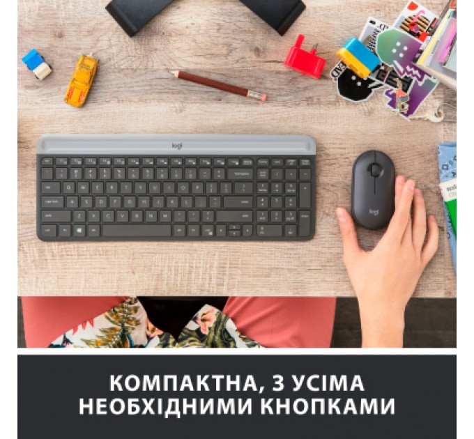 Logitech Комплект Logitech MK470 Slim Wireless UA Graphite (920-009204)