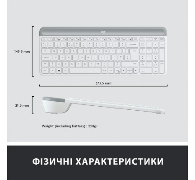Logitech Комплект Logitech MK470 Slim Wireless UA Off-White (920-009205)