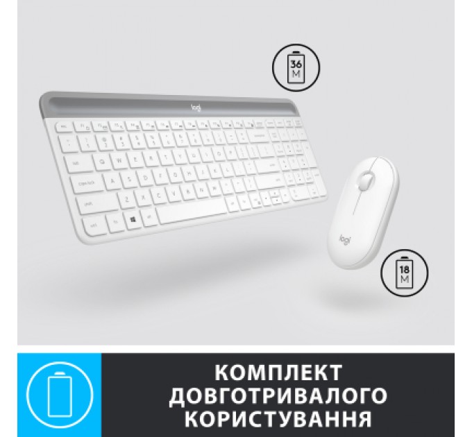 Logitech Комплект Logitech MK470 Slim Wireless UA Off-White (920-009205)