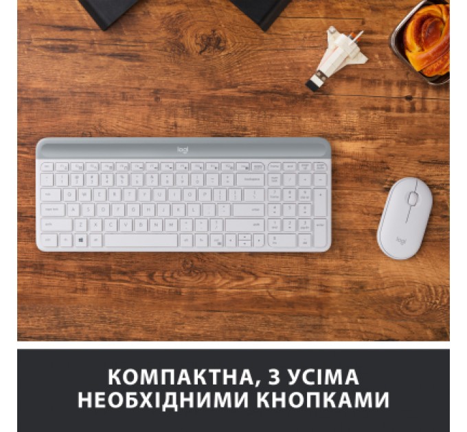 Logitech Комплект Logitech MK470 Slim Wireless UA Off-White (920-009205)