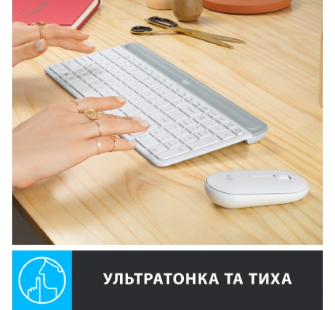 Logitech Комплект Logitech MK470 Slim Wireless UA Off-White (920-009205)