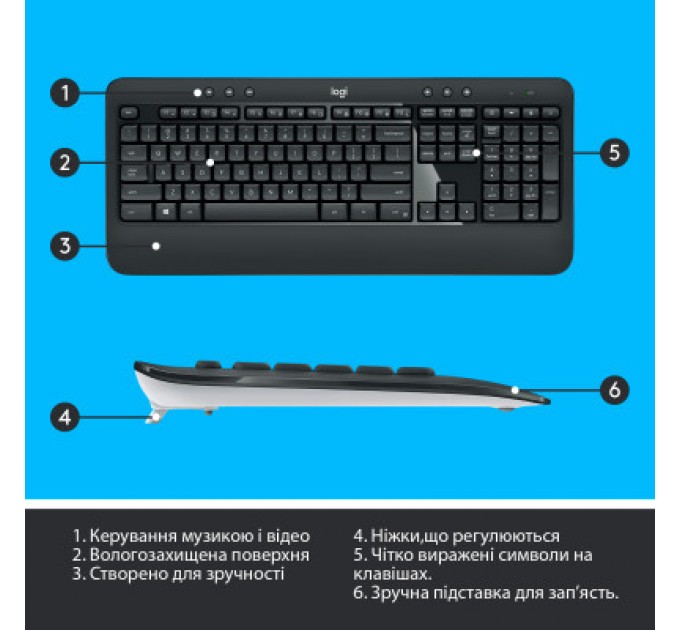 Logitech Комплект Logitech MK540 Advanced Wireless UA Black (920-008685)