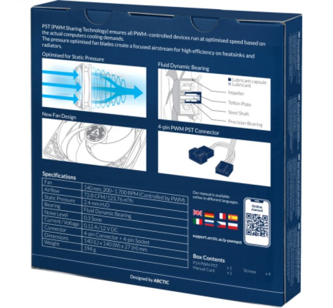 Arctic Кулер до корпусу Arctic P14 PWM PST (ACFAN00197A)