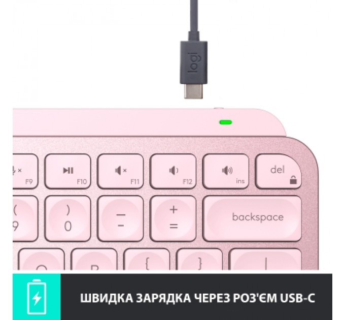 Logitech Клавіатура Logitech MX Keys Mini Wireless Illuminated UA Rose (920-010500)