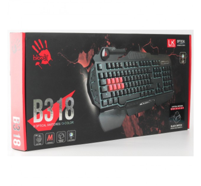 A4Tech Клавіатура A4Tech Bloody B318 Black USB Black (Bloody B318 Black LK Black)