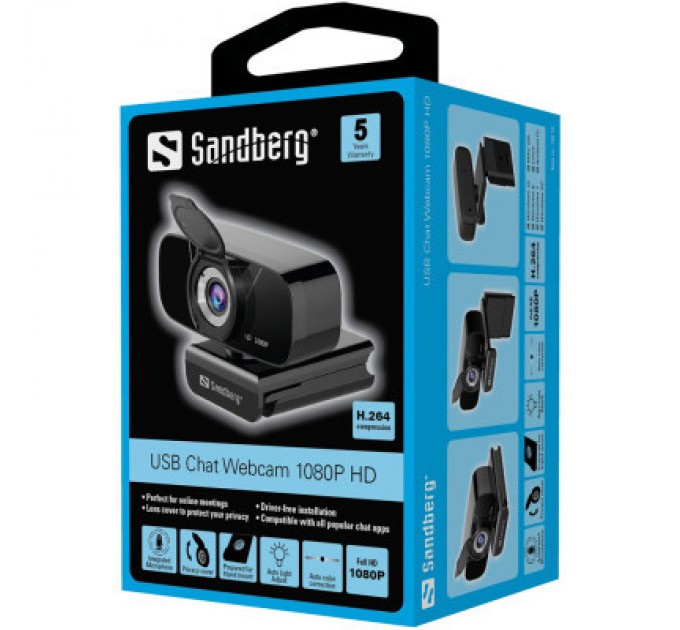 Sandberg Веб-камера Sandberg Streamer Chat Webcam 1080P HD Black (134-15)