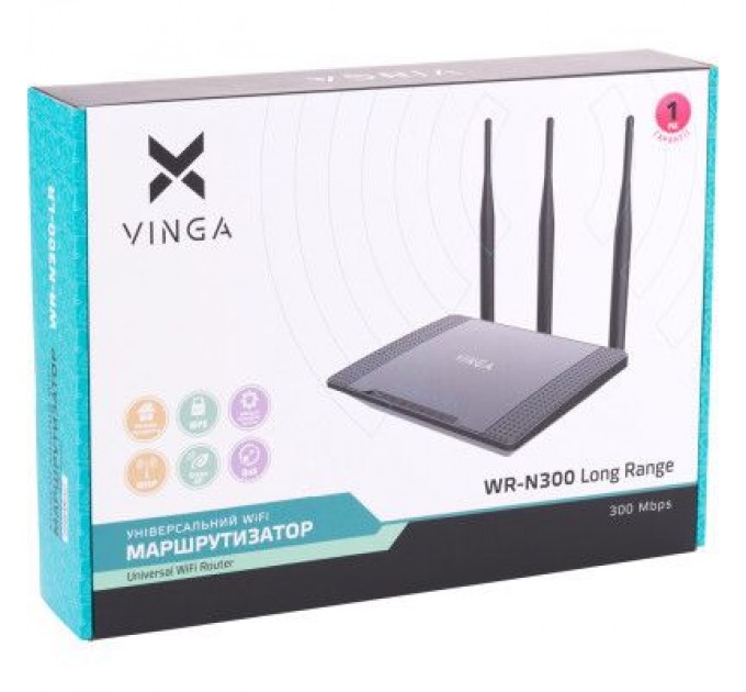 Vinga Маршрутизатор Vinga WR-N300 Long Range (WR-N300-LR)