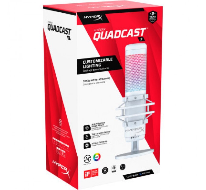 HyperX Мікрофон HyperX QuadCast S White (519P0AA)