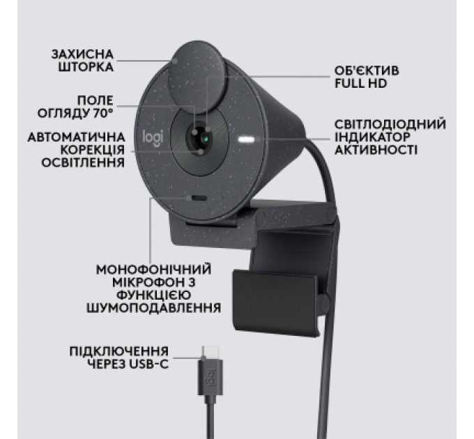 Logitech Веб-камера Logitech Brio 300 FHD Graphite (960-001436)