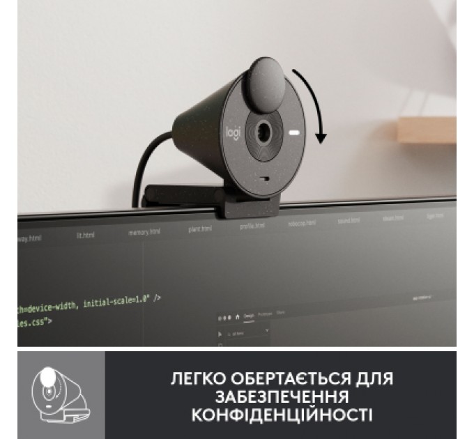 Logitech Веб-камера Logitech Brio 300 FHD Graphite (960-001436)