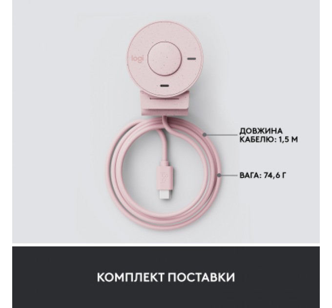 Logitech Веб-камера Logitech Brio 300 FHD Rose (960-001448)