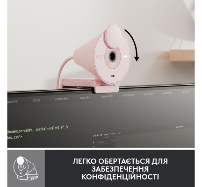 Logitech Веб-камера Logitech Brio 300 FHD Rose (960-001448)