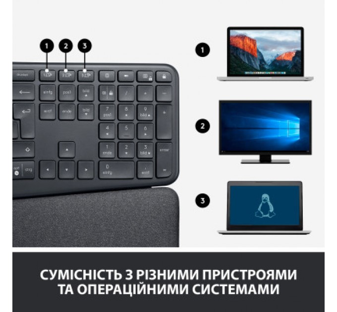 Logitech Клавіатура Logitech ERGO K860 for Business Bluetooth/Wireless UA Black (920-010352)