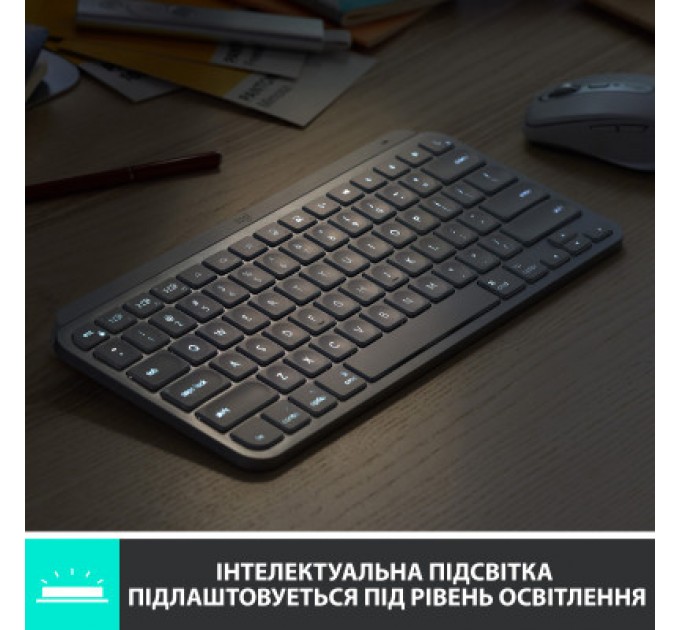 Logitech Клавіатура Logitech MX Keys Mini Wireless Illuminated UA Pale Grey (920-010499)