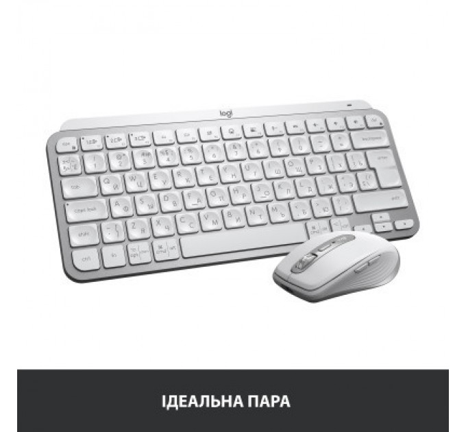 Logitech Клавіатура Logitech MX Keys Mini Wireless Illuminated UA Pale Grey (920-010499)