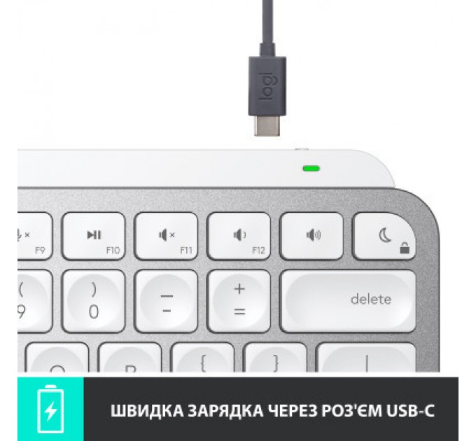 Logitech Клавіатура Logitech MX Keys Mini Wireless Illuminated UA Pale Grey (920-010499)