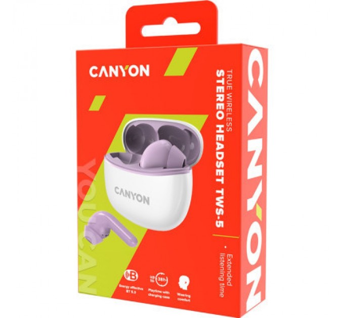 Canyon Навушники Canyon TWS-5 Purple (CNS-TWS5PU)