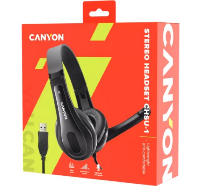 Canyon Навушники Canyon CHSU-1 USB Black (CNS-CHSU1B)