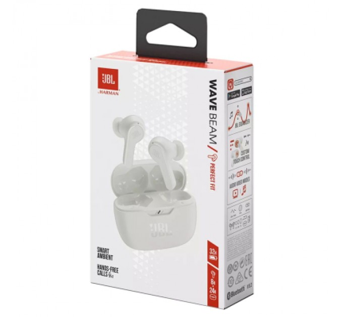 JBL Навушники JBL Wave Beam TWS White (JBLWBEAMWHT)