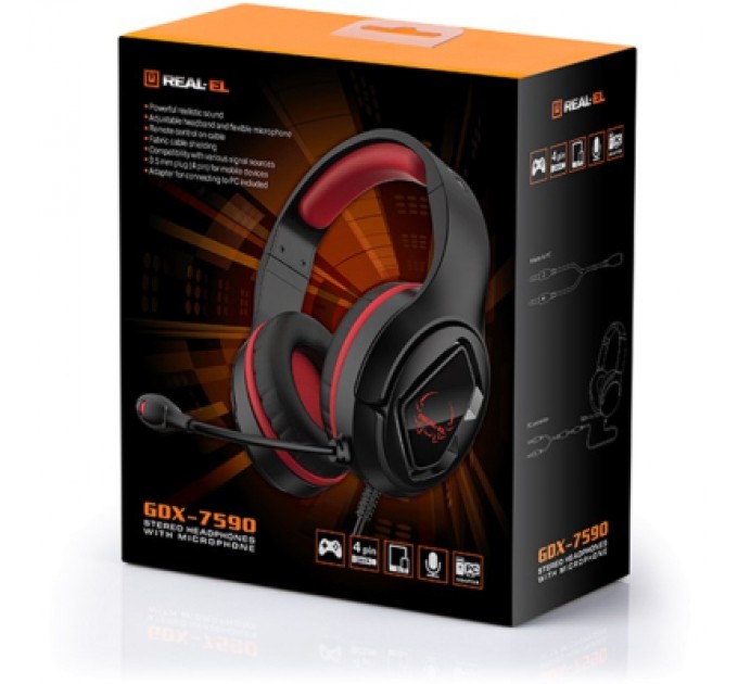 REAL-EL Навушники REAL-EL GDX-7590 Black-Red