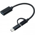 XoKo Перехідник OTG AC-150 2in1 USB 3.0 - MicroUSB USB Type-C Black XoKo (AC-150-BK)