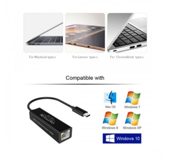 Choetech Адаптер USB-C to Gigabit Ethernet Choetech (HUB-R01)