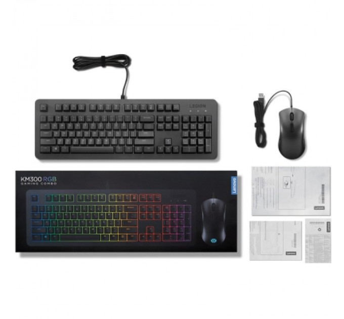 Lenovo Комплект Lenovo Legion KM300 RGB UA USB Black (GX31L16652)