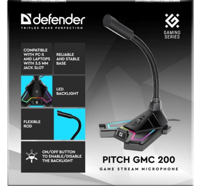 Defender Мікрофон Defender Pitch GMC 200 3.5 мм LED (64620)