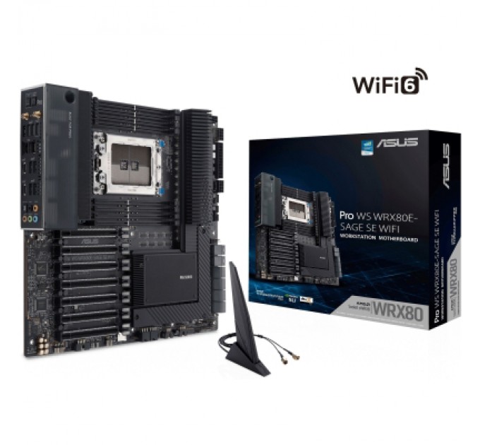 ASUS Серверна материнська плата ASUS PRO WS WRX80E-SAGE SE WIFI sWRX8 WRX80 8xDDR4 M.2 WiFi BT EATX (90MB1590-M0EAY0)